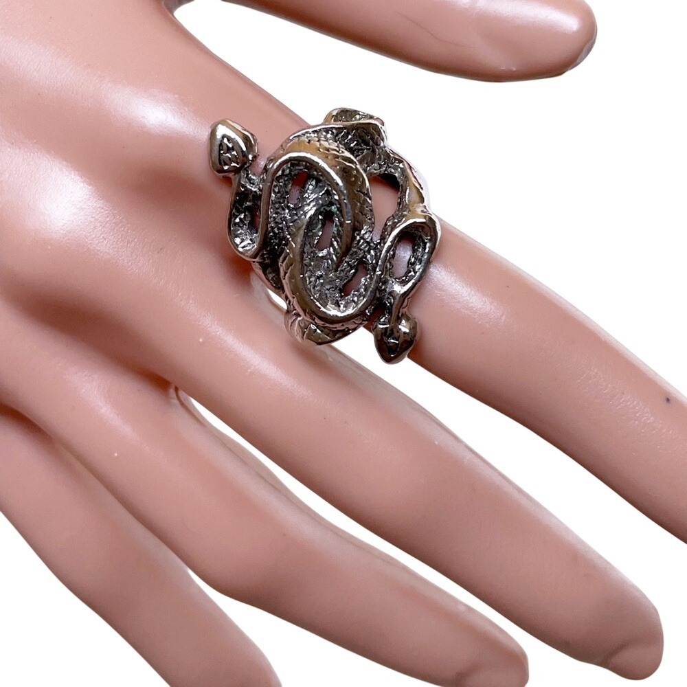 Mod Cloth Vintage Y2K 00s Boho Western Maximalist Silver Rattle Snake Ring
